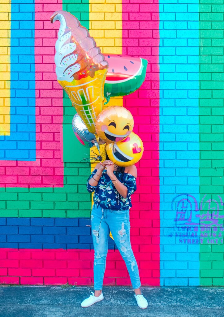 The 'ancient art' of female emotional combat- hilarious 19 woman colourful balloons